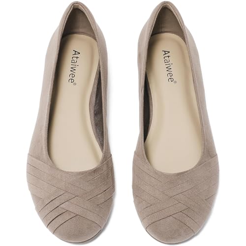Image of Ataiwee Women's Wide Width Flats Shoes - Casual Comfortable Round Toe Plus Size Ballet Shoes.