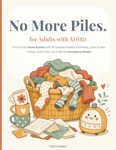 No More Piles. for Adults with ADHD: A Full-Color Home System with 52 Undated Weekly Checklists, Zone Guides, Energy-Level Lists, and 5-Minute Emergency Resets image 2