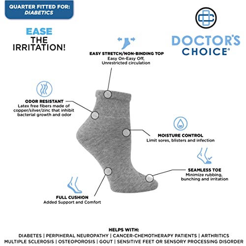 Doctor's Choice Women's Diabetic Socks, Non-Binding, Circulatory, Cushioned, Ankle Socks For Swollen Feet, 4 Pack, White, Shoe Size 6-10, Diabetic Socks For Women Size 9-11 #TOP3