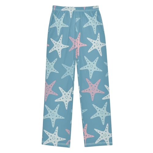 Boys' Pants Blue Pink Seastars Blue Long Bottoms Jogger Pants Elastic Waist Trousers with Pockets S-XL