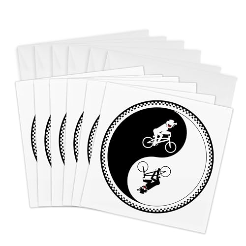 Cartes de vœux BMX Yin Yang 3dRose transparentes, lot de 6 pour cadeau de rider