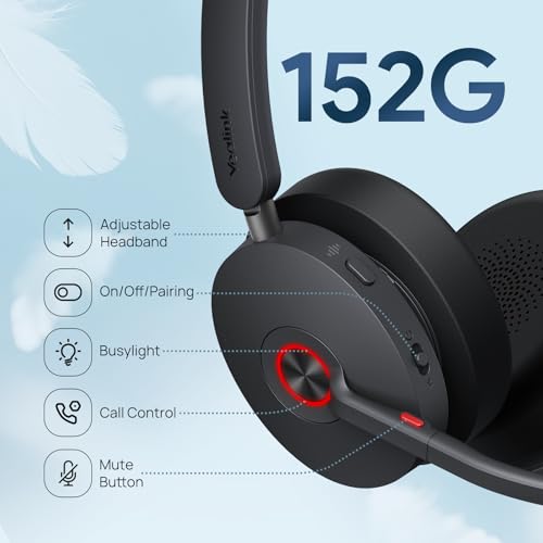 Image of Yealink BH74 UC Bluetooth Headset with Mic for Work, AI Hybrid ANC, USB C /A | 6 AI Active Noise Cancelling Mic for Clear Call, Flip to Mute, 32H Talk Time,160ft Wireless Range for Open Office Hybrid Work