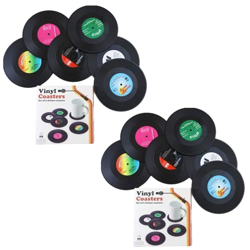 Opiniones de Posavasos los preferidos por los clientes. 41 noleli 12PCS Portavasos de Silicona Antideslizantes para Mesa, con Diseño de Disco CD Retro, Posavasos de Vinilo Antideslizante para Café, Té, Cerveza, Vino, Hogar y Bar