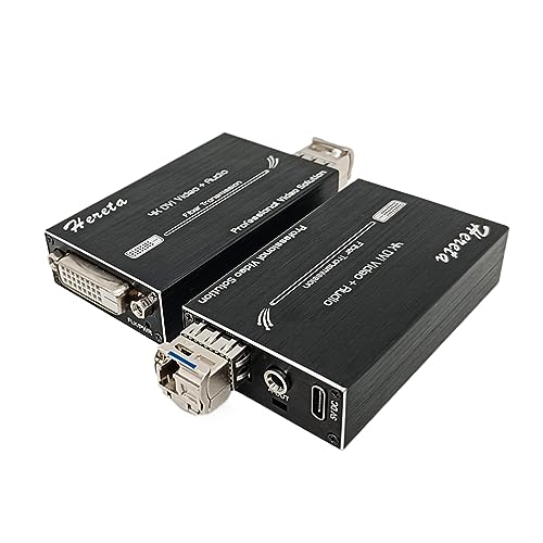 Image of Mini 4K@60Hz HD DVI Fiber Video Extender DVI to Fiber Converter Optical Transceiver Up to 20km Data Rate up to 10.2Gbps Over Single-Mode with 3.5mm External Stereo Audio