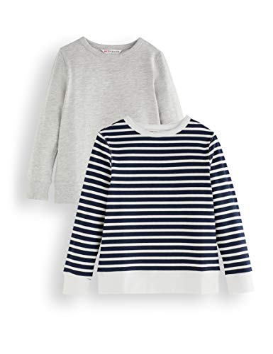 Marchio Amazon - RED WAGON Felpa Bambino, Pacco da 2, Multicolore (Grey & Stripe), 116, Label:6 Years