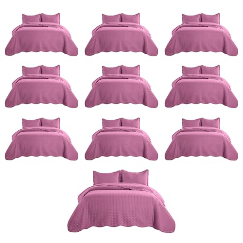 MOONLIGHT20015 Queen Quilt Set Lilac Bulk 10 Pack for Hotel & Airbnb