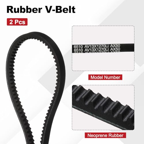 Image of AX50 Belt, Raw Edge Cogged Industrial Rubber EPDM V-Belt, Pack of 2