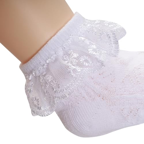 Baby-Girls Socks Eyelet Ruffle Frilly Lace Socks 4 Pair Dress Sock for Newborn Infant Toddler Little Girls2