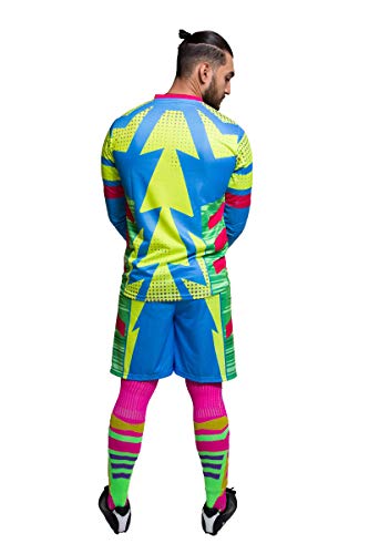 Brody Jorge Campos Azul Conjunto de Goleiro Jersey e Shorts, Azul/multicolorido, G