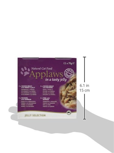 Applaws Natural Wet Cat Food, Multipack Chicken and Fish Selection in Jelly, 70 g Tins (Pack of 12)