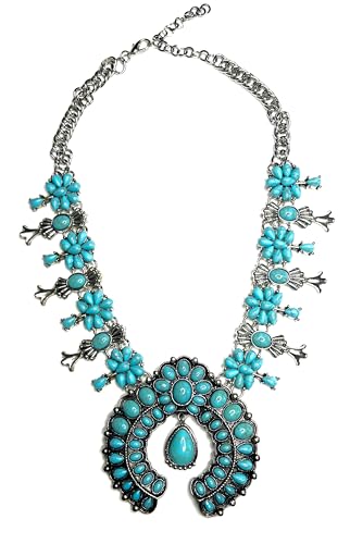 Turquoise western squash blossom women's statement necklace