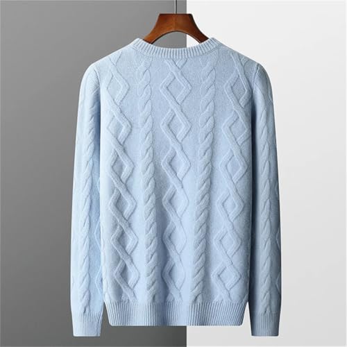 Men's Heavy Extra-Thick Low Round Neck 100% Cashmere Sweater Slim-Fit Pullover Knit Long Sleeve Pullover Tops3