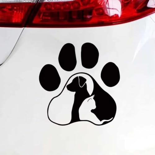 Lot de 2 autocollants de voiture mignons de 13,5 x 14 cm avec motifs de pattes de chien et de chat, autocollants en vinyle mignons pour voiture, camion,...