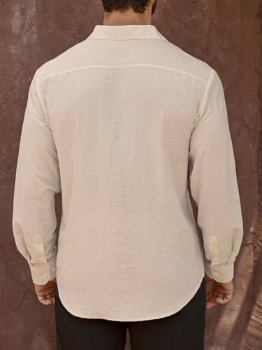 Image of Men's Casual Button Down Shirts Long Sleeve Linen Touch Textured Shirt Wrinkle Free Fashion Casual Vacation Beach Summer Shirt (1001)
