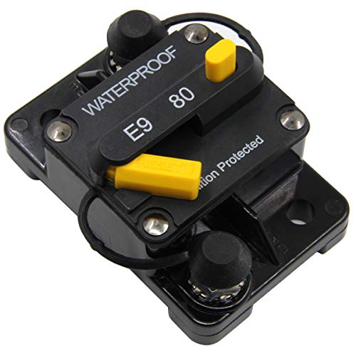 Zookoto 80 Amp Circuit Breaker, Marine Trolling Motors Boat Atv Manual Power Fuse Rest, Waterproof (80A) 12V-48Vdc #TOP1