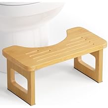 AmazerBath Bamboo Toilet Stool, Foldable Squat Potty Stool for Adults, Non-Slip Poop Stools for Bathroom, 0.59" Thickness Potty Step Stool, Poop Foot Pooping Steps, 6.8"
