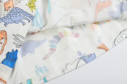 Frogwill Toddler Girls Dinosaur Cotton Dress Short Sleeve Summer Casual Outfit 4T, White #TOP4