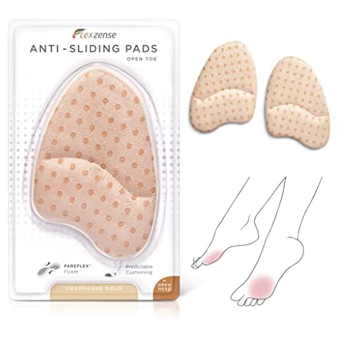 FLEXZENSE Anti-Sliding Pads Open Toe | Maximum Cushioning and Reduce Foot Slip | 1 Pair (Champagne Gold) Cover