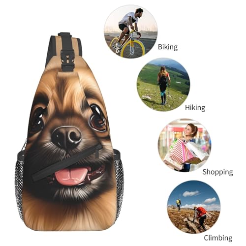 Crossbody Bag Negro estilo Sling, con diseño de perro miniatura 6