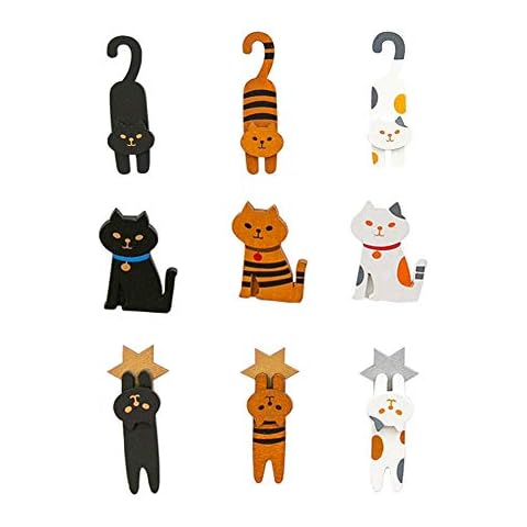 Cat Fridge Magnet Funny Cat Refrigerator Magnet Wood Cats Fridge Magnets Clips Wooden Magnets for Fridge Whiteboard Animal Refrigerator stickers Fridge Stickers for Kids Cat Lovers (9 Packs ) Cover