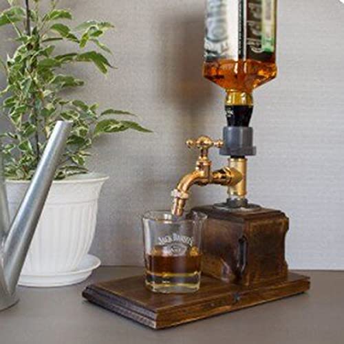 Alexsix Thank You for Helping Me Build My Life, Alcohol Whiskey Wood Dispenser, Vintage Whiskey Dispenser, Faucet Shape Wood Whiskey Barrel Dispenser for Serving and Entertaining