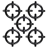 VERDANVERSE Soporte para Estufa de Gas Antideslizante 5 Piezas, Rejilla de Hierro Fundido Negro para Cafetera Italiana, Anillo Reductor para Ollas Pequeñas en Camping y Cocina al Aire