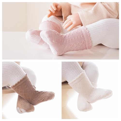 Baby Crew Socks,Grips Combed Cotton Socks Toddler Non-Skid for Girls,Boys Non Slip/Anti Skid 9-Pack2