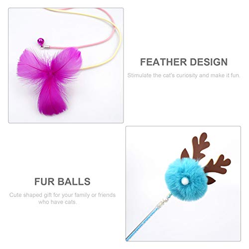 mewmewcat Bastão interativo de gato com bolas Sinos Varinha de pena para provocação de gato Exercíci