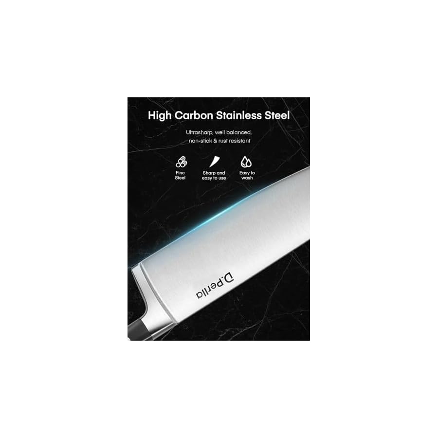 Knife-Set-DPerlla-6-Pieces-Small-Kitchen-Knife-Set-with-Block-German-Stainless-Steel-Knives-Set-Sharp-Chef-Knife-Block-Set-Black Knife Set, D.Perlla 6 Pieces Small Kitchen Knife Set with Block, German Stainless Steel Knives Set, Sharp Chef Knife Block Set, Black