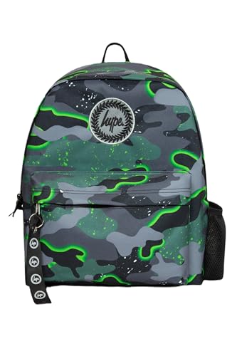 Hype Boy's Glow Camo Badge Backpacks, Green, One Size