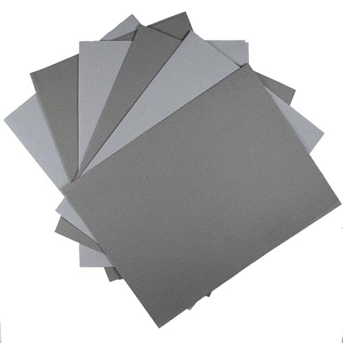 Image of KCS 6 pc of 12 inch x 18 inch (30cmx45cm) 14CT Counted Cotton Aida Cloth Cross Stitch Fabric (Light Grey+Medium Grey)