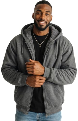 Image of ToBeInStyle Men's Polar Fleece Long Sleeve Zip Up Kangaroo Pocket Cold Weather Hoodie Jacket
