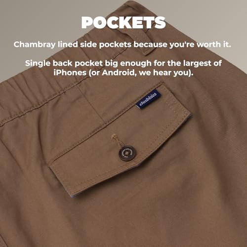 Image of Chubbies Chino Shorts Men 5.5 Inch - Mens Shorts Casual with Elastic Waistband, Side and Back Pockets, Stretch Cotton Blend