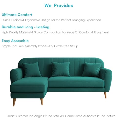 Image of Atticus LHS 4 Seater L Shape Sofa Set with Ottoman for Living Room (Pine Fabric) Premium Fabric Sofa Set