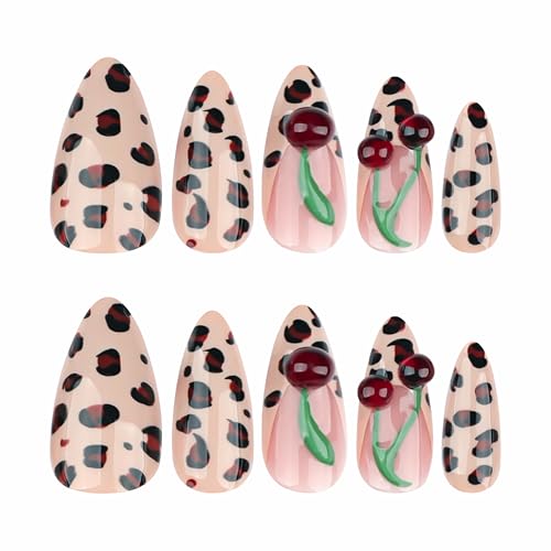 BABALAL Press on False Nails - Medium Almond Cheetah Tips
