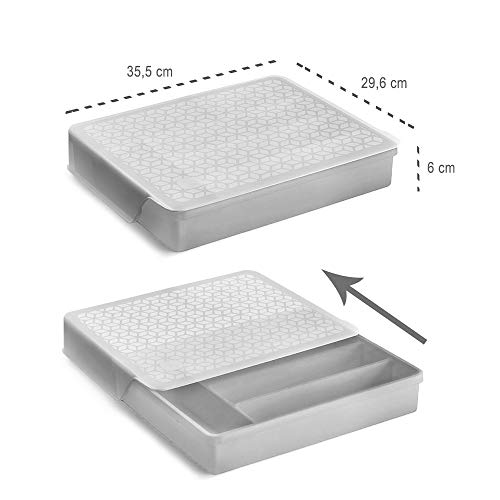 Porta Talheres Organizador Gaveta Multiuso Tampa Translúcido