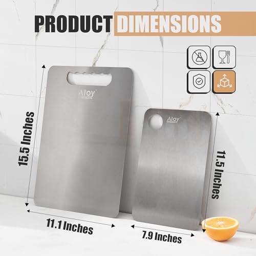 Juego de tablas de cortar de acero inoxidable SUS 316L premium, 2 piezas + tapete antideslizante, tablas de corte doble cara no tóxicas y duraderas, aptas para lavavajillas miniatura 2