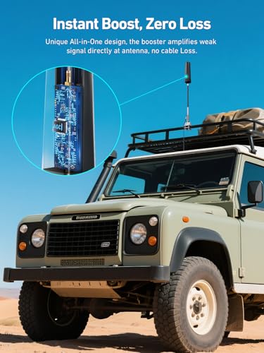 Image of Cell Phone Booster for Truck, RV, SUVs & Off Road Vehicles | All-in-One Booster with Built-in Outdoor Antenna | Zero Signal Loss, 360 Tower Reception | All U.S. Carriers | FCC Approved