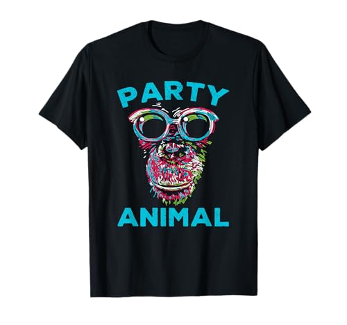 Cute Chimpanzee Party Animal Lover Colorful Monkey T-Shirt