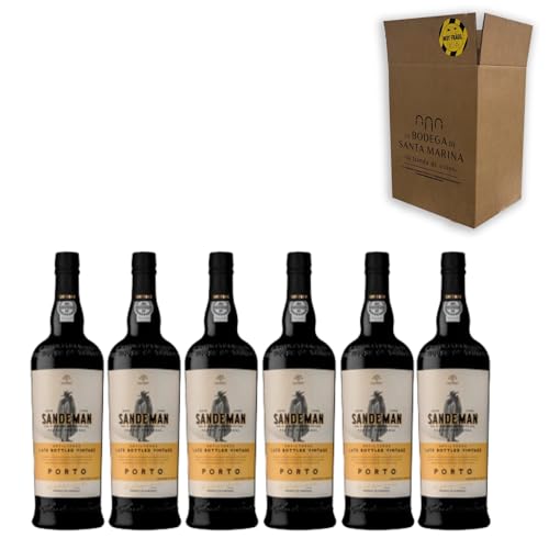 Porto Sandeman Late Bottled Vintage - Ideal para Maridar con Carne y Comida Mediterránea - Pack 6 Botellas 75cl