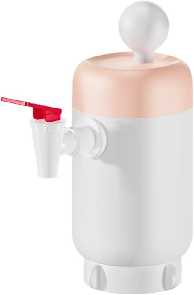 Manual Pressure Dispenser Pump 18.9L & 11.3L Containers – Food-Safe Silicone Tube, Compact Vertical, Portable Home Kitchen Tool(pink)