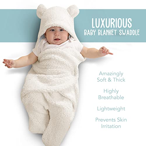 Bluemello Baby Swaddle Blanket | Ultra-Soft Plush Essential For Infants 0-6 Months | Receiving Swaddling Wrap White | Ideal Newborn Registry And Toddler Boy Accessories | Perfect Baby Girl Shower Gift #TOP1