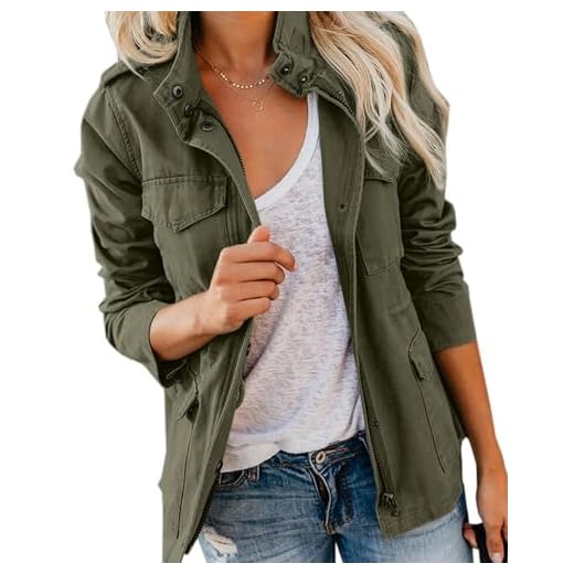 Imily Bela Veste anorak militaire pour femme - Parka - Style safari - Avec boutons pression - Avec poches, vert militaire, XL