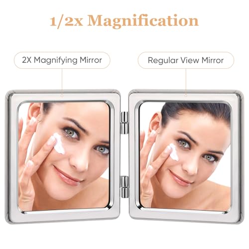 Miroir de maquillage portable chic en cuir PU finitions soignées DOITOOL - 3