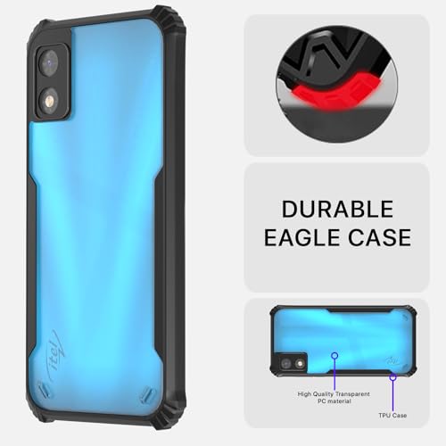 Image of Pikkme itel A23 Pro Back Cover | Crystal Clear Transparent Back | Ultra Hyrbid | Full Camera Protection | Raised Edge | Bumper Back Case (Black)