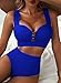 Herseas Women Sweatheart Neck Bikini Sets Full Coverage Modest Swimsuits High Waisted Bathing Suit Wide Strap Fashion Swim Suits 2026 Dark Blue