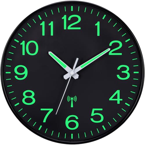 VIVILINEN Funkuhr Wand Beleuchtet Wanduhr Funk Geräuschlos ohne...