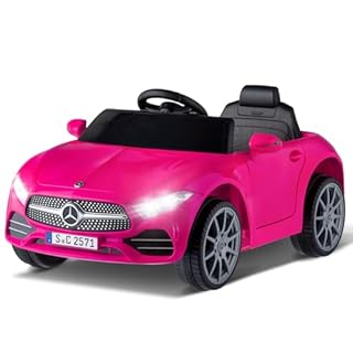 Karl home Licensed Mercedes Benz CLS 350 Electric Car for Kids, 12V Battery Powered Electric Ride on Toy Car with Remote Control, Music, LED Lights, Soft Start, Pink