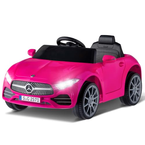 LALAHO Voitures électriques pour Enfants avec Véhicule Électrique 12V Télécommande 2.4G, Véhicule électrique Enfant 2 Portes avec MP3 (CLS Rose)