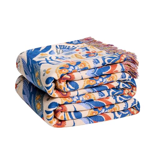 Image of LUTBM Boho Throw Blanket for Couch 50 inchx60 inch, Cotton Decorative Bed Throw